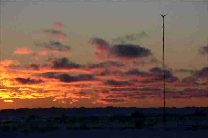 Sunset on snowshoe trip, Feb. 2004, Manitoulin Island, Ontario Canada