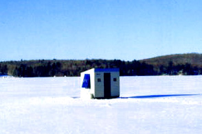 Ice fishing hut, Manitoulin Island, Northern Ontario Canada