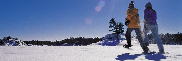 Snowshoeing in Manitoulin's back country, Northern Ontario, Canada